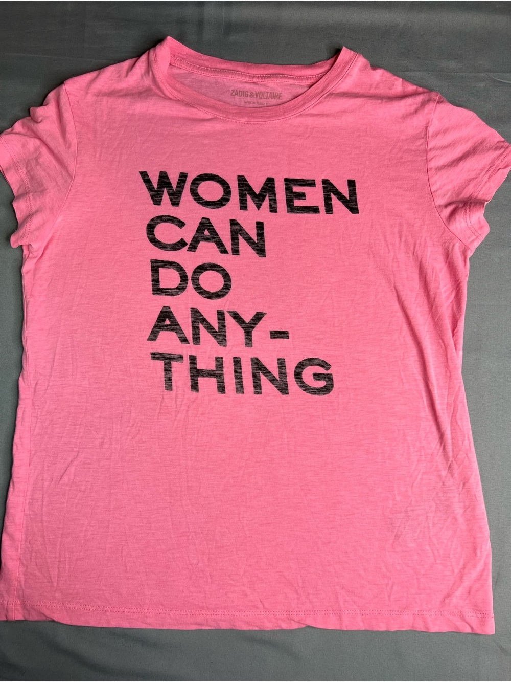 Zadig & Voltaire “Women Can Do Anything” Pink Graphic Tee XS